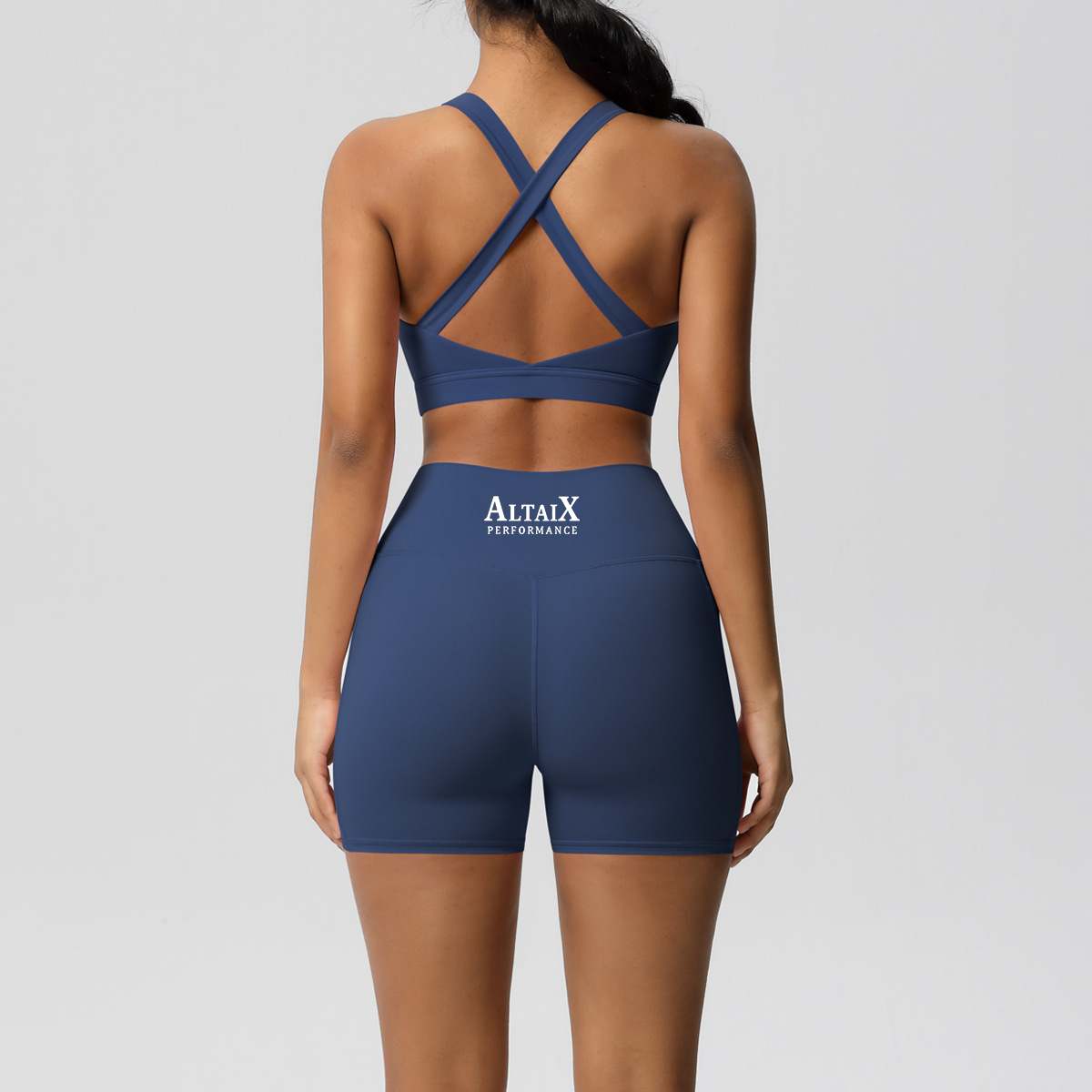 AltaiX women’s Performance Sports Bra & Shorts Set in Badge Blue