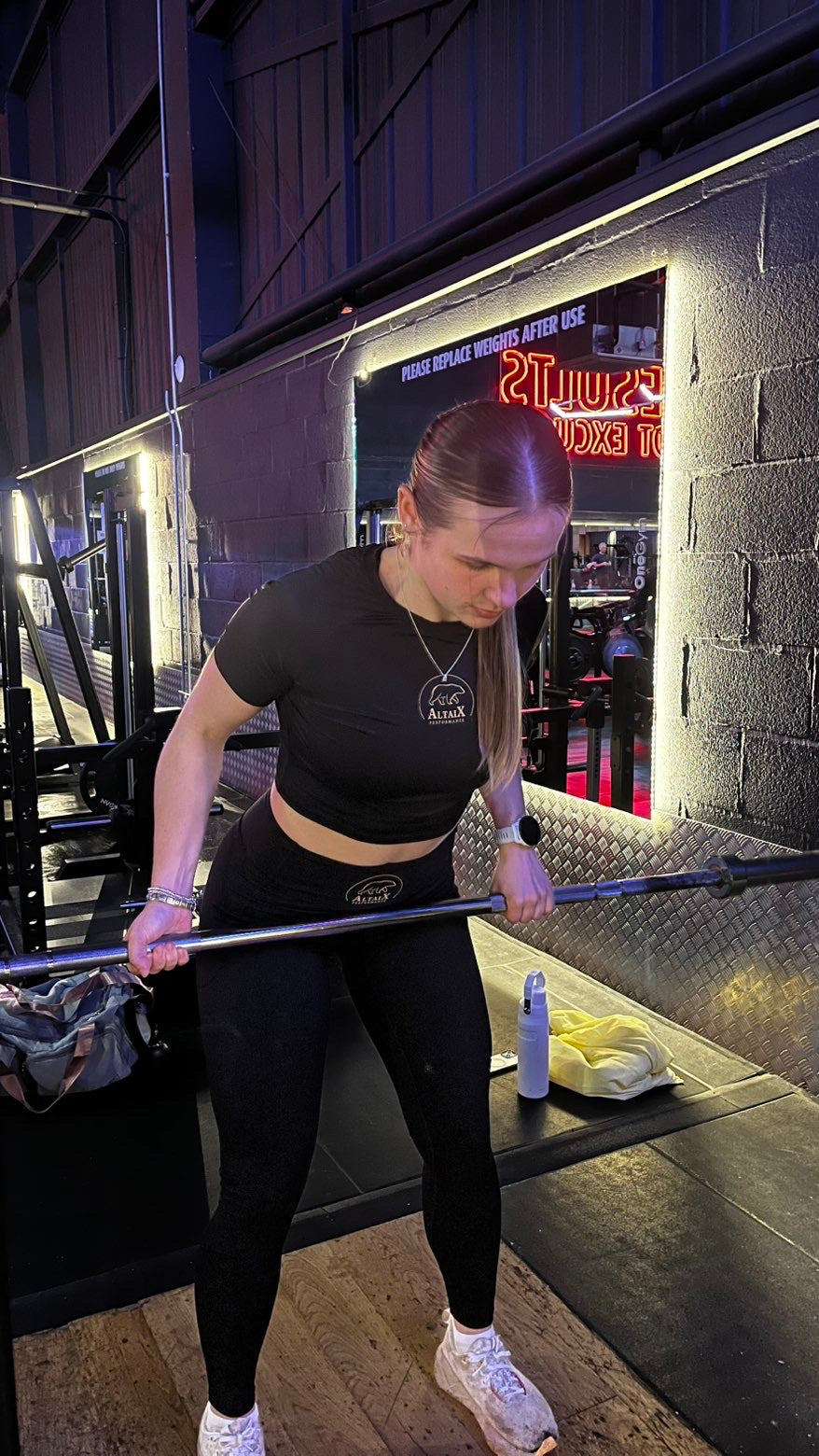 First Edition Women’s Performance Set | Crop Top + High-Waist Leggings (Black/Gold)