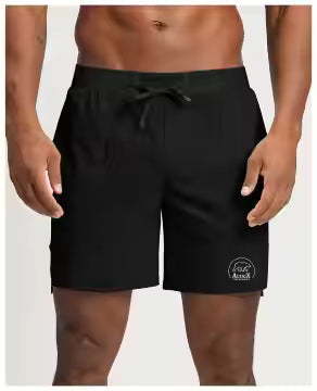 AltaiX Men's Performance Shorts in Midnight Black featuring lightweight recycled fabric, dual-layer construction, four-way stretch and moisture-wicking technology for gym training, HYROX, running and everyday wear.